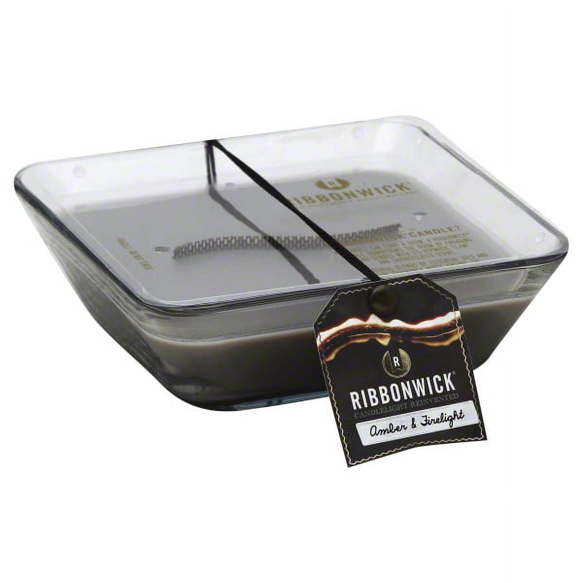 AMBER FIRELIGHT Decor Glass Medium RibbonWick Scented Candle