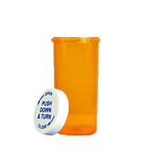 AMBER Push-N-Turn Vials with Child Resistant Caps