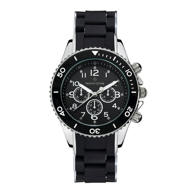 AMBER SILICONE Black Silver Women s Design Watch 39mm