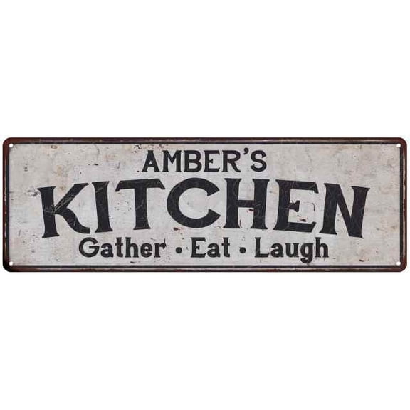 AMBER's Kitchen Rustic Chic Decor Gift 8x24 Sign 108240051124