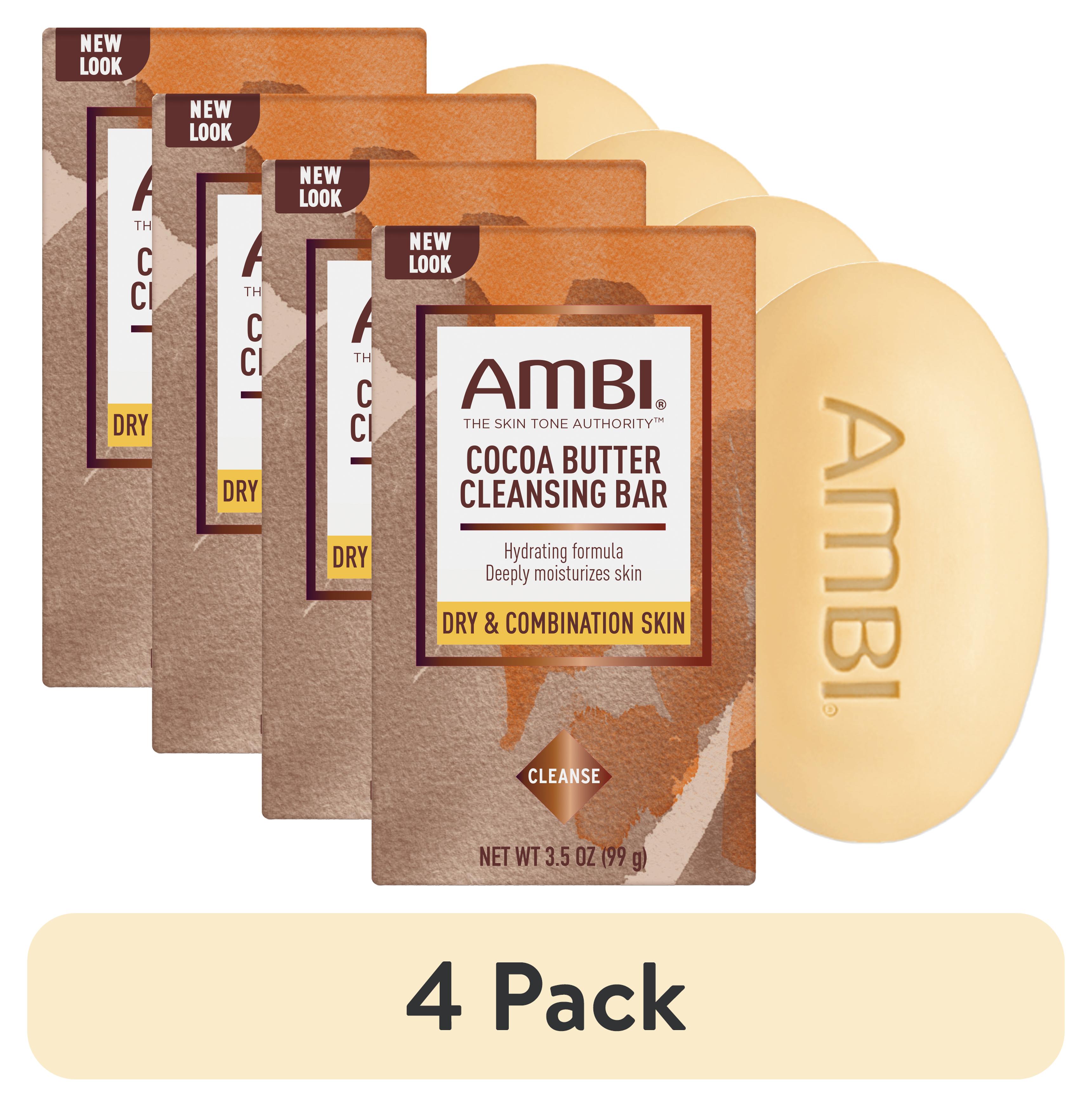 (4 pack) AMBI Cocoa Butter Bar Soap, 3.5 oz