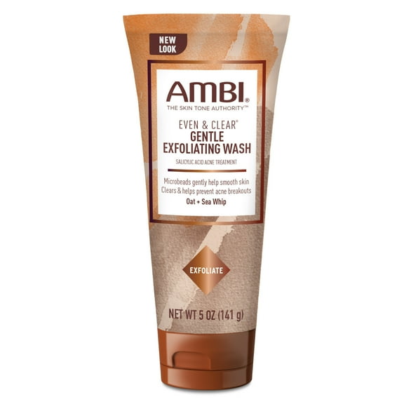 Ambi Even & Clear Gentle Exfoliating Wash with Oat and Sea Whip, Salicylic Acid Acne Treatment, Exfoliates to Help Smooth Skin Tone & Texture, 5 Ounce