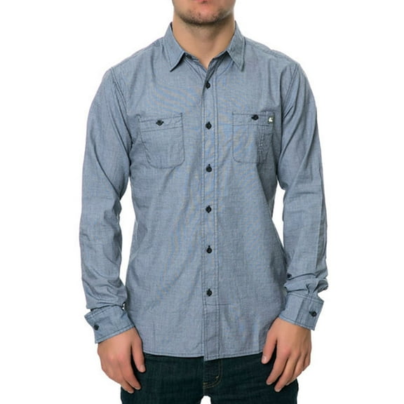 AMBIG Mens The Willis LS Button Up Shirt, Blue, Small