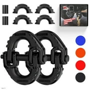 AMBULL 1/2" Safety Chain Connector Link 2 Pack, G80 Tow Hitch Hammerlock Coupling Link, Tow Chain Connector with 12000 lbs Loading (Black)