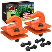 AMBULL 2 Pack 3/8" Tractor Bucket Grab Hook Grade 70 Forged Steel Bolt On Grab Hook Tow Hook Mount with Backer Plate,Work Well for Tractor Bucket, RV, UTV,Truck, Max 15,000 lbs, Orange