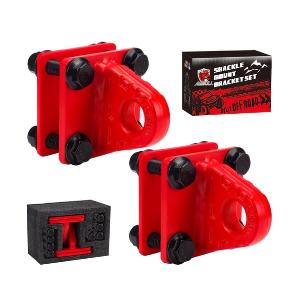 AMBULL 2 Pack D-Ring Shackles Mount Bracket with Backer Plate, D Ring Shackle Bracket, 5 TON Bolt On Clevis Mount Bumper Shackle Bracket, for Truck, Tractors, ATV, UTV, Pickup Trucks, Red