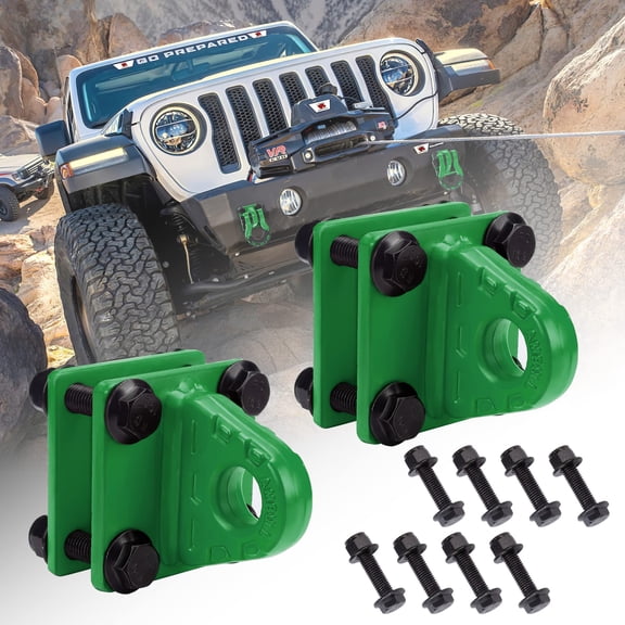 AMBULL 2 Pack D-Ring Shackles Mount with Backer Plate, 5 TON Bolt On Clevis Mount Bumper Shackle Bracket DarkGreen