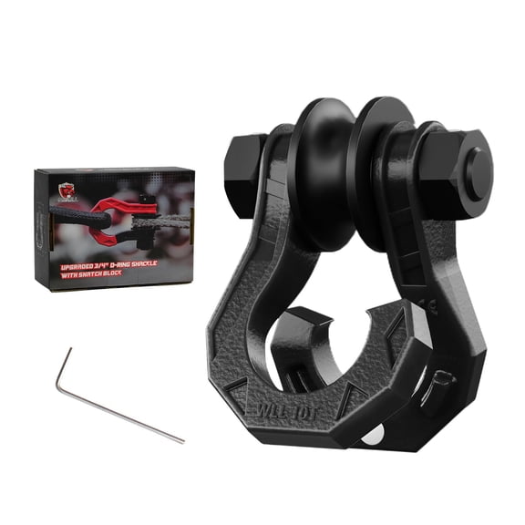 AMBULL D Ring Separate Shackle w/ Snatch Block, 3/4" Easy Open Shackles w/ Snatch Block Pulley, Heavy Duty Shackle for Towing Winch, Pulley for Off-Road Vehicle Recovery, Truck, ATV, UTV, BlackBlack
