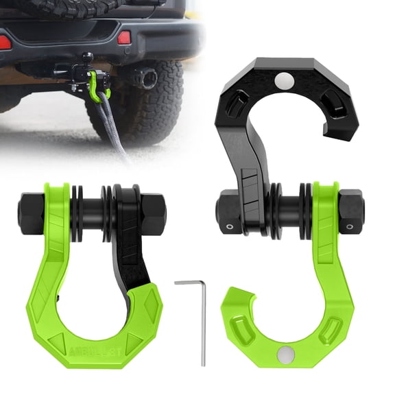 AMBULL D Ring Shackles 3/4" D-ring Separate Shackles, 44,000lbs Break Strength Towing Winch Shackles, Heavy Duty Shackles with 7/8" Screw Pin for Tow Strap Winch Off Road Vehicle Recovery, BlackGreen