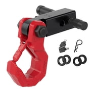 AMBULL Tow Hook with 2" Hitch Receiver, Shackle Hitch Receiver 10T 22,046 lbs WLL - Quick Connect Off-Road Rescue Hook with Safety Latch, Recovery Hook Hitch Lock for 4x4 Truck SUV, Red Black