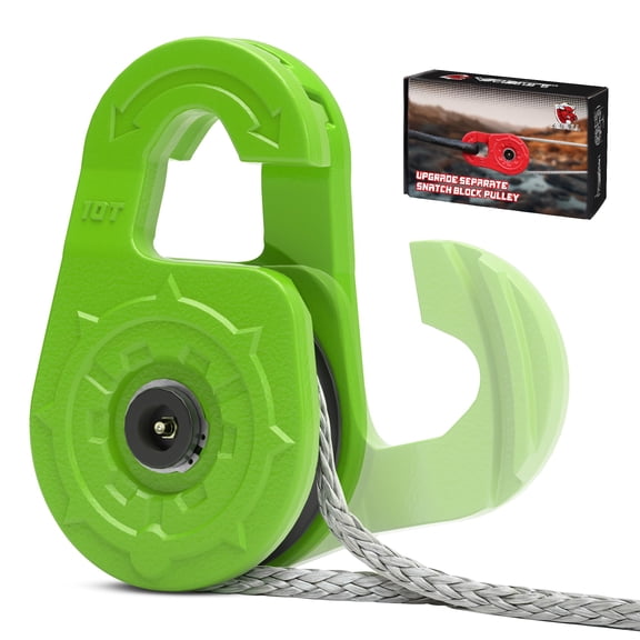 AMBULL Towing Winch Snatch Block, Separate Pulley Block, Multiple-Purpose G80 Heavy Duty Forged Winch Snatch Block Pulley, 22Tons(46,051lbs)MBS, for Synthetic Rope Off Road Recovery, Green