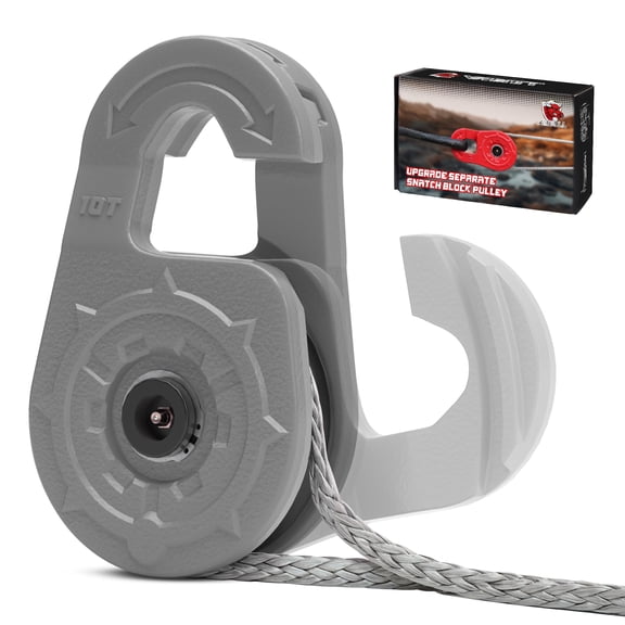 AMBULL Towing Winch Snatch Block, Separate Pulley Block, Multiple-Purpose G80 Heavy Duty Forged Winch Snatch Block Pulley, 22Tons(46,051lbs)MBS, for Synthetic Rope Off Road Recovery, Gray