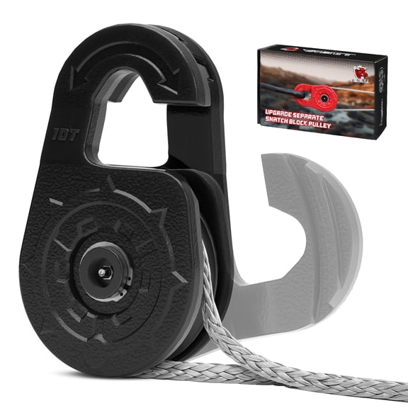 AMBULL Towing Winch Snatch Block, Separate Pulley Block, Multiple-Purpose G80 Heavy Duty Forged Winch Snatch Block Pulley, 22Tons(46,051lbs)MBS, for Synthetic Rope Off Road Recovery, Black