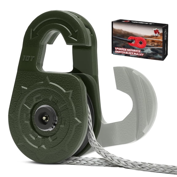 AMBULL Towing Winch Snatch Block, Separate Pulley Block, Multiple-Purpose G80 Heavy Duty Forged Winch Snatch Block Pulley, 22Tons(46,051lbs)MBS, for Synthetic Rope Off Road Recovery, Olive Drab