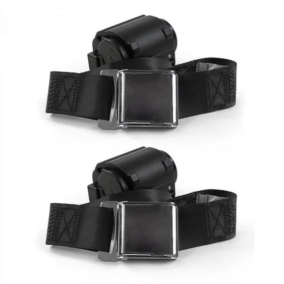 AMC 1958-1988 Airplane 2 Point Black Retractable Bucket Seat Belt Kit - 2 Belts