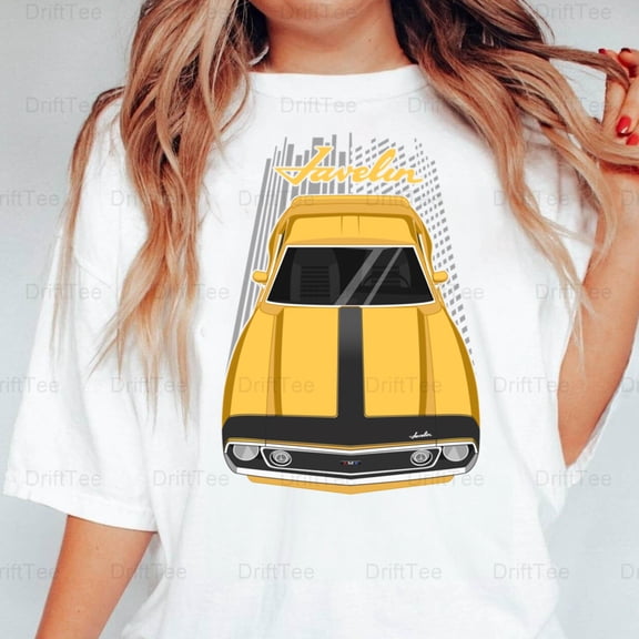 AMC Javelin AMX - Mellow Yellow Classic Muscle Auto Vintage American Car Fan T-Shirt Unisex, up to 5XL