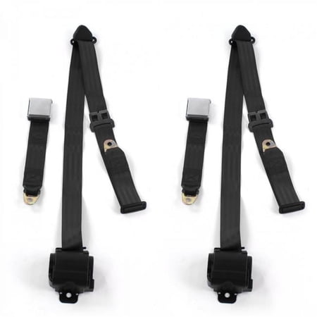 AMC Matador 1971-1978 Airplane 3 Point Black Retractable Bucket Seat Belt Kit - 2 Belts
