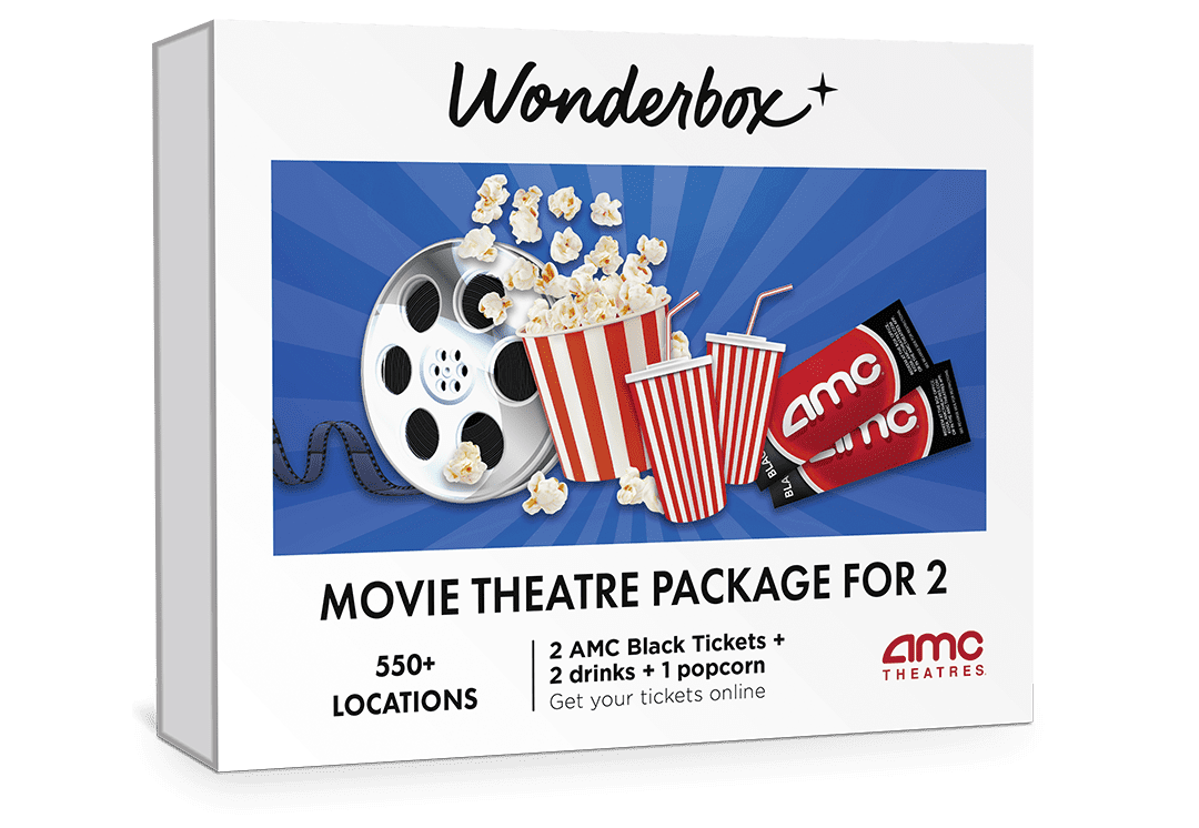 AMC Movie Bundle Wonderbox Gift with 2 Black Tickets, 2 Drinks and 1 Popcorn