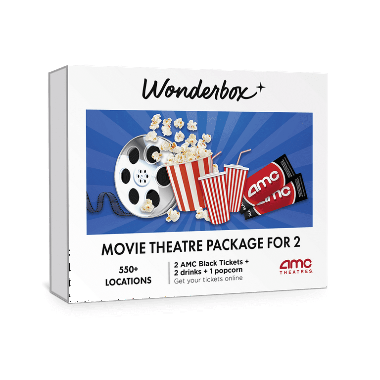 AMC Movie Bundle Wonderbox Gift with 2 Black Tickets, 2 Drinks and