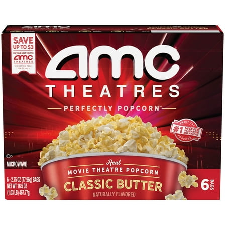AMC Theatres Microwave Popcorn 6ct, Classic Butter