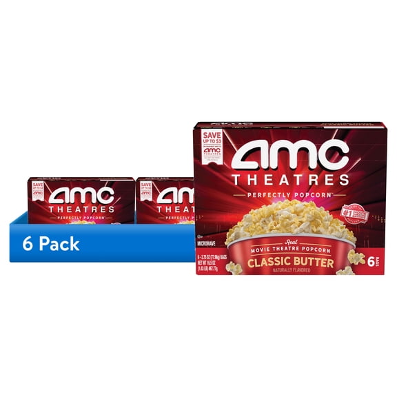 (6 pack) AMC Theatres Microwave Popcorn 6ct, Classic Butter