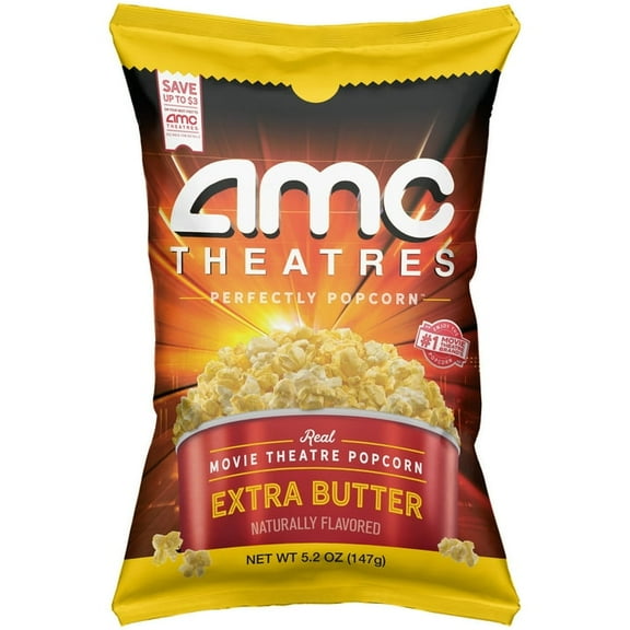 AMC Theatres Ready to Eat Popcorn, Extra Butter pack of 2