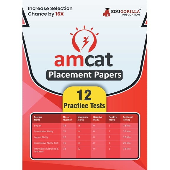 AMCAT Placement Papers Prep Book 2023 Aspiring Minds Computer Adaptive Test 12 Practice Tests with Free Access To Online, (Paperback)