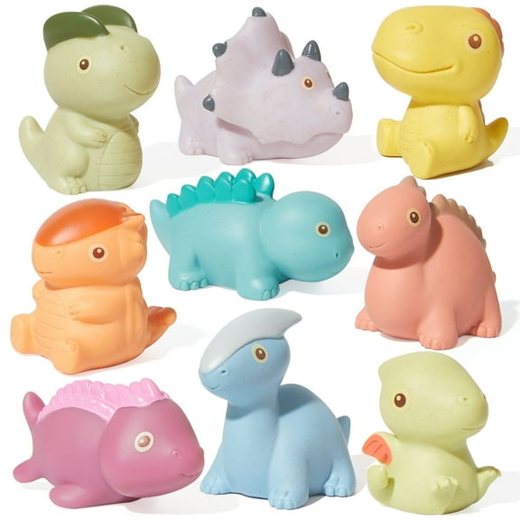 AMCHSURI Mold-Free Baby Bath Toy Set, 9 Pack Dinosaurs for kids age 1-3years , Safe and Non-Toxic Floating Toys