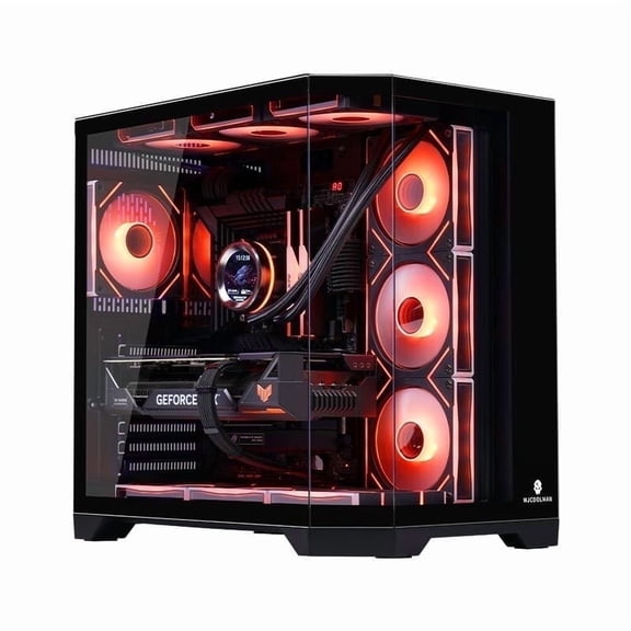 WJCOOLMAN Dreamer Plus Black Panoramic Version 2Side Transparent Glass Gaming Computer Case Support 7 Fan Positions 360 AIO Support ATX / M-ATX/MINI-ITX Gming Case High-Airflow Design