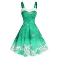 AMDWOV Mini Dress Women Vintage Christmas Color Snowflake Print off