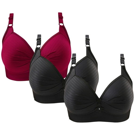 AMDWOV Push Up Bras for Women Pack of 3 Women’s Plus Size Full Figure Padded Bras No Underwire 3 Pack Comfortable Wire-Free Bras Red 5XL