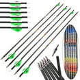 thumbnail image 1 of AME 12X  Archery Pure Carbon Arrows 31" Shaft Spline 250-600 Recurve Compound Bow Hunting（SP250）, 1 of 12