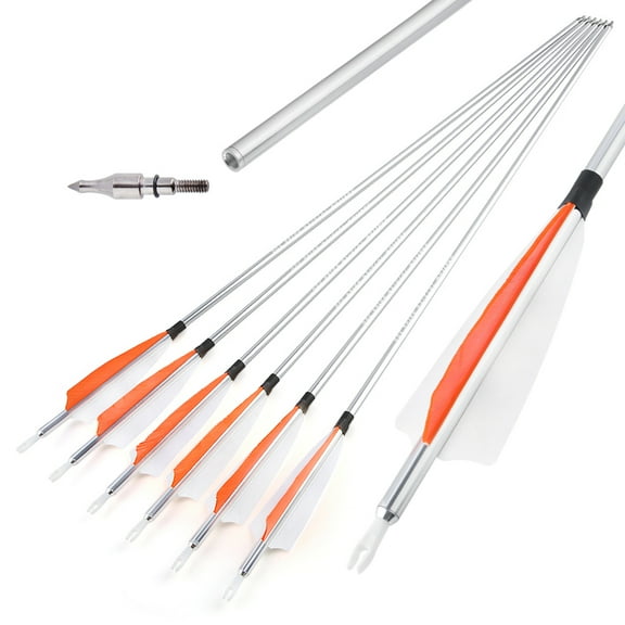 AME 12pcs 30" Aluminum Arrows SP500 4" Feathers Archery Recurve Bow Longbow Hunting