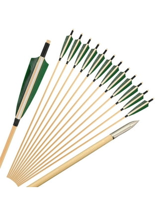 6Pcs Archery 32 Traditional Wooden Arrows with 5 Natural Feather