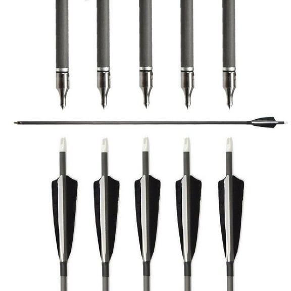 AME 34 inch Natural Feather Pure Carbon Arrows Archery Hunting Pack of 12