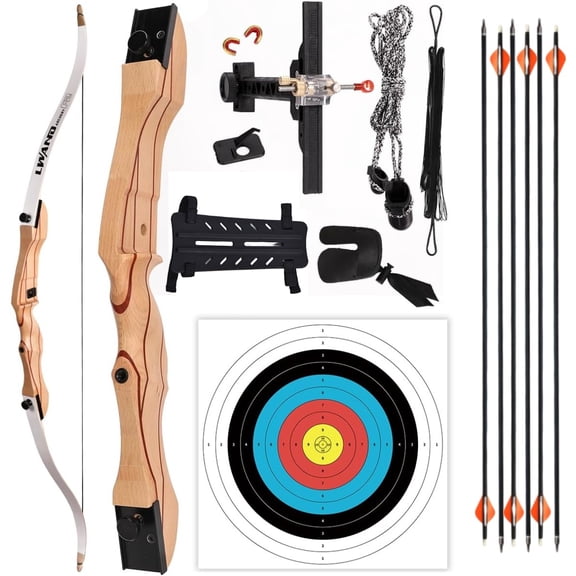 AME 54 inch Recurve Bow and Arrow Set for Youth Beginner Takedown Recurve Bow for Kids Boy Girl Women Right Handed with Ergonomic Design（bow kit 16lbs）