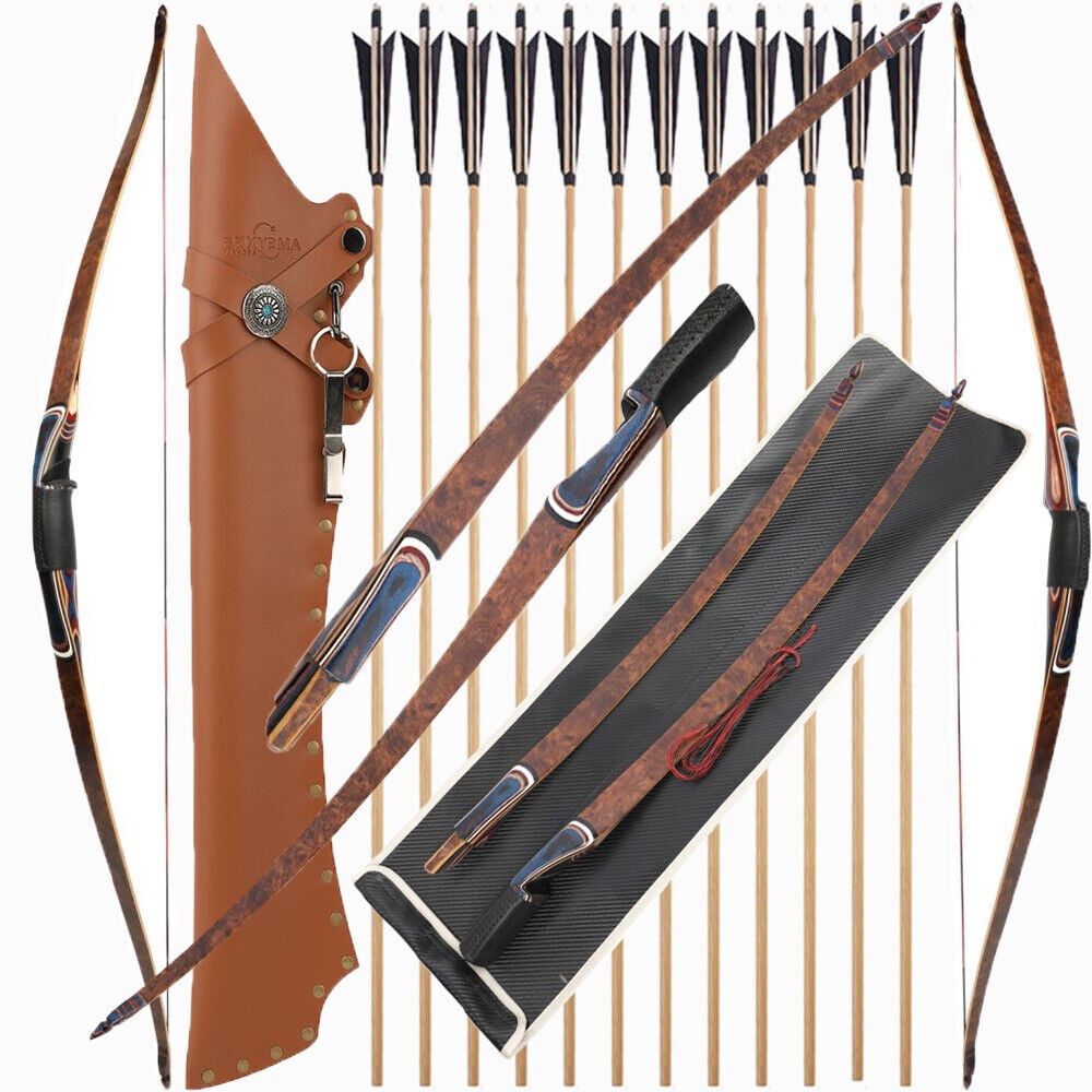 AME 60'' Traditional Longbow 20-55lbs Takedown Triangle Bow Horsebow Hunting Archery (Bow Kit)
