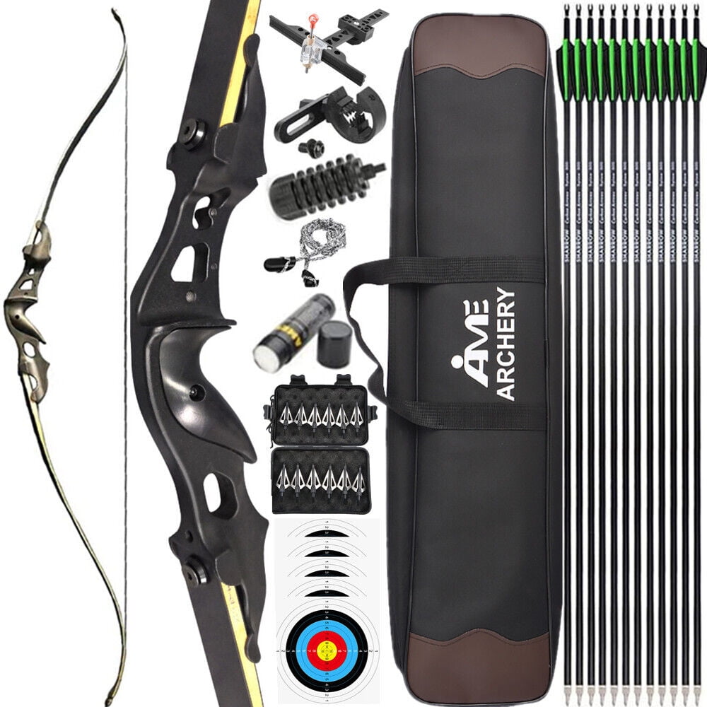 AME 60 inch Recurve Bow Arrow Set 15 inch Aluminum Riser 2055 lbs