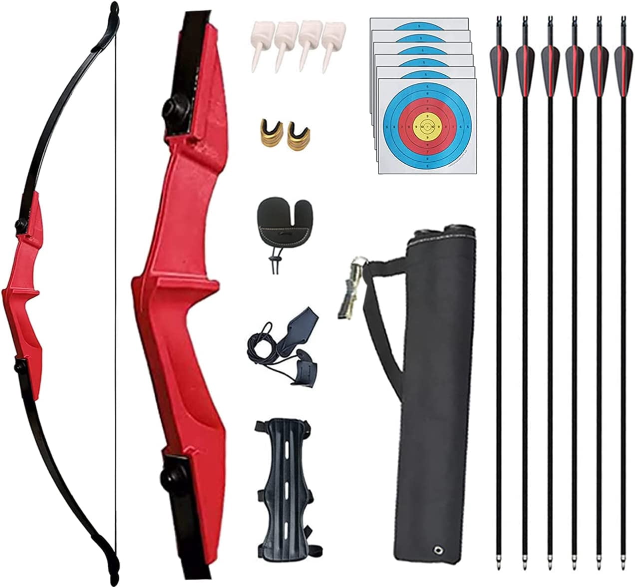 AME Archery Takedown Recurve Bow and Arrow Set Left/Rght Hand Longbow Kit Beginner Outdoor Hunting Shooting Practice 20lb 30lb 40lb