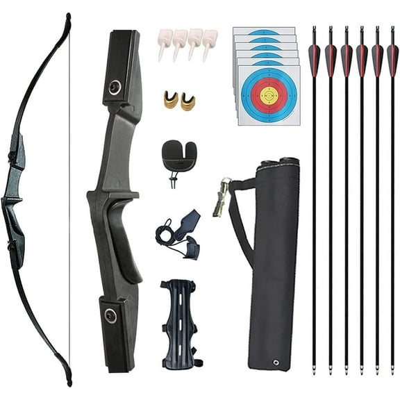 AME Archery Takedown Recurve Bow and Arrow Set Left/Rght Hand Longbow Kit Beginner Outdoor Hunting Shooting Practice 20lb 30lb 40lb