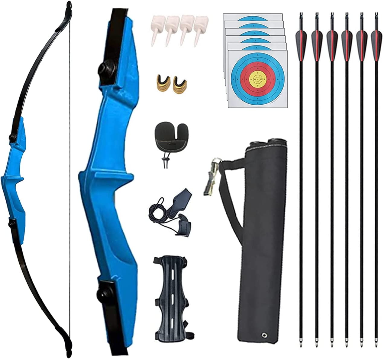 AME Archery Takedown Recurve Bow and Arrow Set Left/Rght Hand Longbow Kit Beginner Outdoor Hunting Shooting Practice 20lb 30lb 40lb