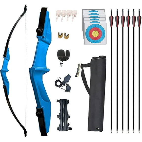 AME Archery Takedown Recurve Bow and Arrow Set Left/Rght Hand Longbow Kit Beginner Outdoor Hunting Shooting Practice 20lb 30lb 40lb