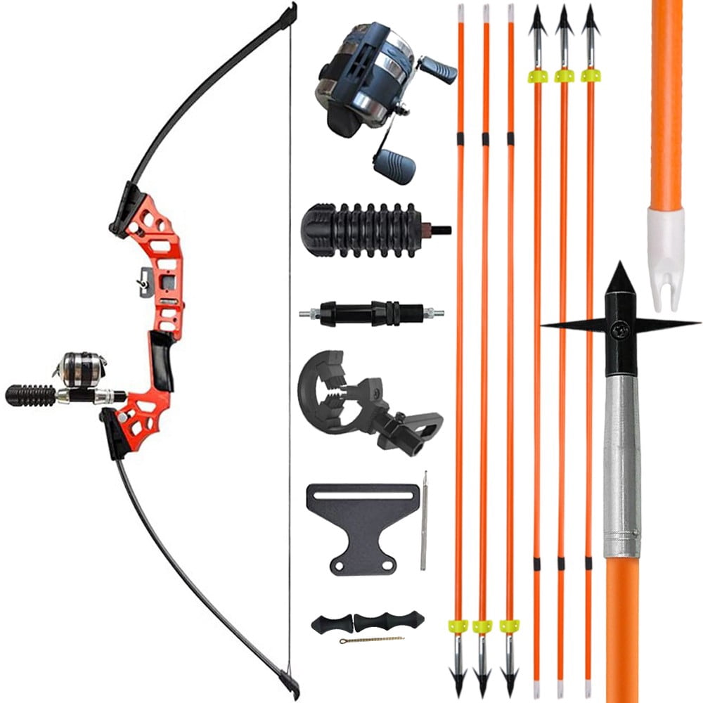 AME Bowfishing Kit 40lbs Recurve Bow Arrow Fishing Reel Archery Straight Bow Hunting