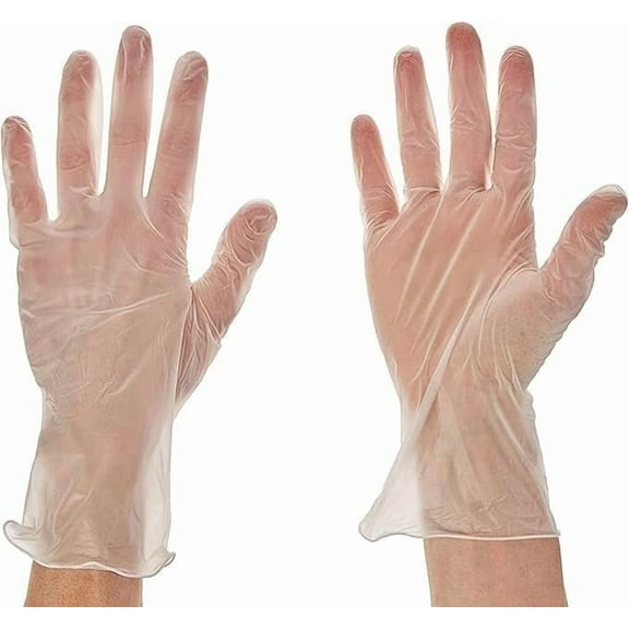 AME D’ESSENCE Powdered Smooth Touch Latex-Free Vinyl Disposable Gloves, Medium, 100 Count