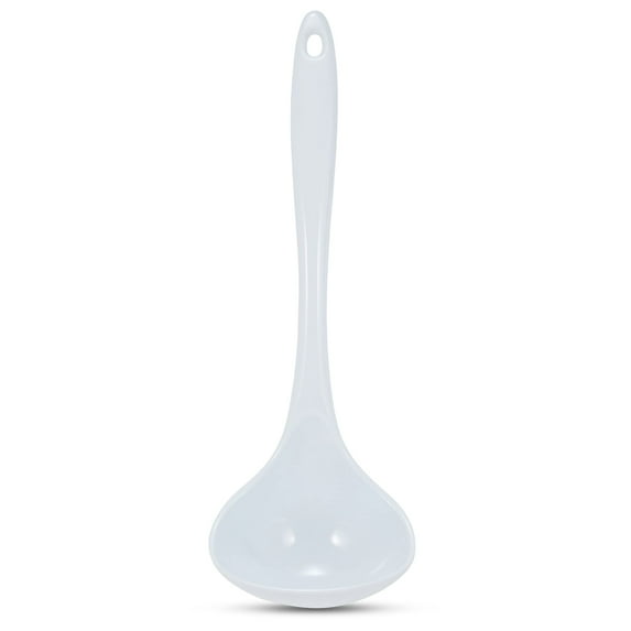 AME D'ESSENCE 12" Melamine Ladle White Durable and Versatile Kitchen Tool Perfect for Serving Mixing Scratch-Resistant and Non-Stick Surface Ergonomic Handle for Comfortable Grip