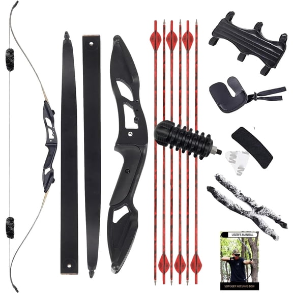 AME Hunting Recurve Bow for Adults - Powerful and Durable Recurve Bow Kit Perfect for Hunting and Bowfishing Take Down Bow Recurve Bow and Arrow Set 56 inch 30-50lbs（45lbs）