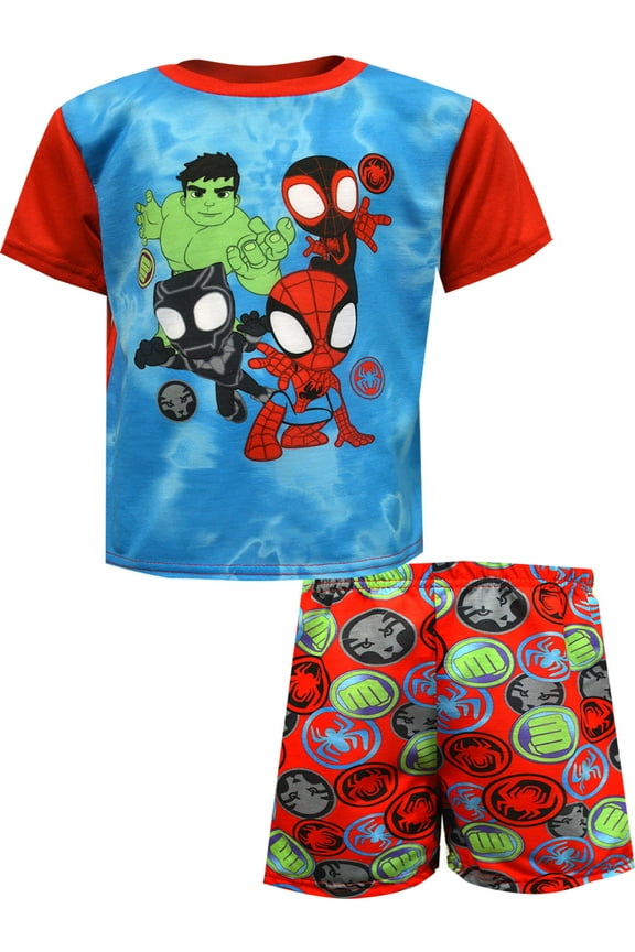 AME INTL Boys Marvel Comics Spiderman and Friends Toddler Shortie Pajamas (2T)