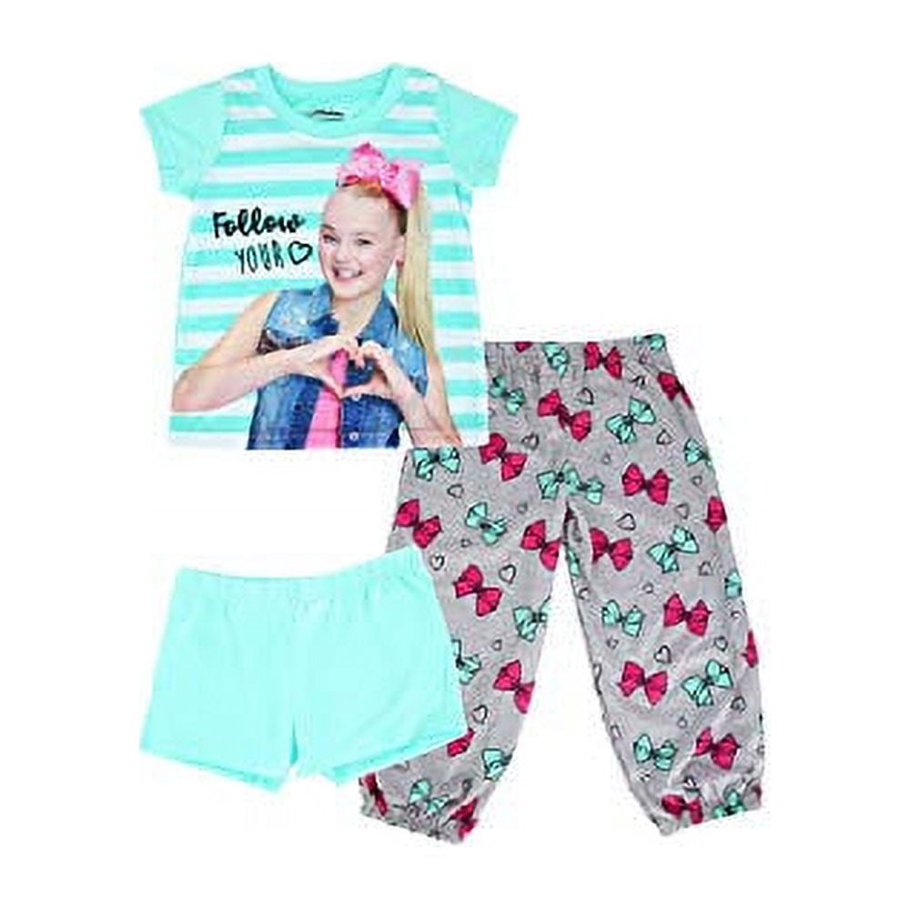 AME JoJo Siwa Follow Your Heart 3pc Sleepwear Set for Girls Green/Gray/White/Pinks (10)