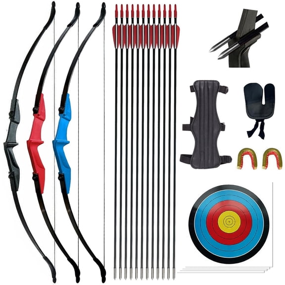 AME Recurve Bow Set Hunting Long Takedown Bow Draw Weight 30lbs 35lbs 40lbs for Beginner Teenagers Right hand Left Hand 57" Bow(40-lbs)