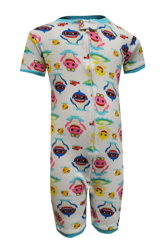 AME Sleepwear Boys Baby Shark Cotton Water Fun Toddler One Piece Sleeper Pajamas (2T)